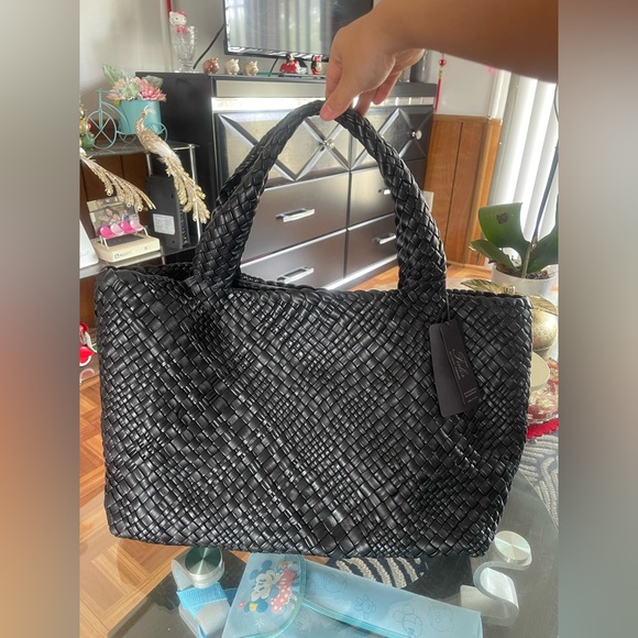 New Falor black genuine leather large tote handbag - Picture 2 of 9